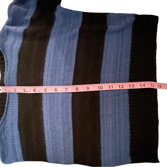 ABSOLUTELY Cropped Striped Black and Blue Women's Sweater - Picture 8 of 8